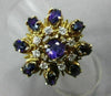 ANTIQUE LARGE 3.21CT DIAMOND & AMETHYST 14KT YELLOW GOLD HANDCRAFTED FLOWER RING