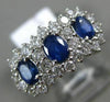 WIDE 2.0CT DIAMOND & AAA OVAL SAPPHIRE 14KT WHITE GOLD PAST PRESENT FUTURE RING
