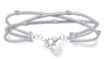 WIDE .41CT DIAMOND 14K WHITE GOLD CRISS CROSS LOVE KNOT FLEXIBLE BANGLE BRACELET