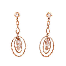 LARGE 2.56CT DIAMOND 18KT ROSE GOLD PAVE DOUBLE OVAL INFINITY HANGING EARRINGS