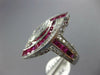ESTATE LARGE 3.57CT DIAMOND & AAA RUBY 14K WHITE GOLD MARQUISE FILIGREE FUN RING