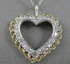 ESTATE DIAMOND 14KT WHITE & YELLOW GOLD ROPE FILIGREE OPEN HEART PENDANT #20123