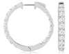 ESTATE 4CT DIAMOND 14KT WHITE GOLD ROUND INSIDE OUT HOOP HUGGIE HANGING EARRINGS
