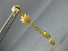 LARGE .05CT DIAMOND 18KT YELLOW GOLD 3D MATTE AND SHINY FLOWER HANGING EARRINGS