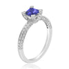 .95CT DIAMOND & AAA TANZANITE 18K WHITE GOLD EMERALD CUT & ROUND ENGAGEMENT RING