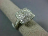 ESTATE WIDE .85CT DIAMOND 14KT WHITE GOLD 3D ROUND PAVE SQUARE ANNIVERSARY RING
