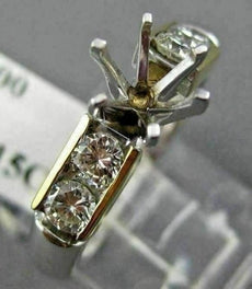 ESTATE 1.15CT DIAMOND 14Kt WHITE & YELLOW GOLD SEMI MOUNT ENGAGEMENT RING #2588