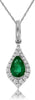 .48CT DIAMOND & AAA EMERALD 14KT WHITE GOLD 3D ROUND & PEAR SHAPE HALO PENDANT