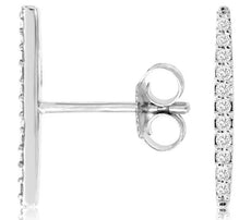 ESTATE .10CT DIAMOND 14KT WHITE GOLD 3D ROUND GRADUATING EAR CLIMBER EARRINGS