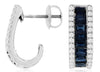 1.95CT DIAMOND & AAA SAPPHIRE 14KT WHITE GOLD EMERALD CUT UMBRELLA FUN EARRINGS