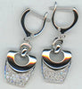 ESTATE .54CT DIAMOND 18KT WHITE GOLD DOUBLE HEART LEVERBACK FUN HANGING EARRINGS