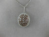 ESTATE LARGE 1.89CT WHITE & PINK DIAMOND 18K 2 TONE GOLD 3D CLUSTER OVAL PENDANT