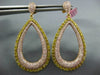 LARGE 4.97CT PINK & FANCY YELLOW DIAMOND 18K YELLOW & ROSE GOLD HANGING EARRINGS