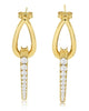 1.0CT DIAMOND 14K YELLOW GOLD 3D ROUND GRADUATING TEAR DROP BAR HANGING EARRINGS