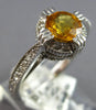 .96CT DIAMOND & AAA CITRINE 14KT WHITE GOLD ROUND FILIGREE HALO ENGAGEMENT RING