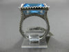 ESTATE LARGE 3.42CT DIAMOND & BLUE TOPAZ 14KT WHITE GOLD 3D RECTANGULAR FUN RING