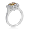 LARGE 2.08CT DIAMOND & AAA CITRINE 18KT WHITE GOLD 3D CUSHION & ROUND BEZEL RING