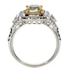 2.63CT WHITE PINK & GREEN DIAMOND 18KT TRI COLOR GOLD 3D SQUARE ENGAGEMENT RING
