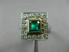 ESTATE LARGE 1.53CT DIAMOND & AAA EMERALD 14K 2 TONE GOLD DOUBLE SQUARE RING 826