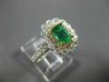 ESTATE WIDE 1.08CT DIAMOND AAA EMERALD 14KT TWO TONE GOLD FLOWER ENGAGEMENT RING