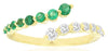 .65CT DIAMOND & AAA EMERALD 14KT YELLOW GOLD ROUND GRADUATING CRISS CROSS RING