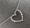 ESTATE SMALL .25CT DIAMOND 14KT WHITE GOLD 3D OPEN HEART LOVE FLOATING PENDANT