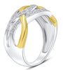 ESTATE WIDE .16CT DIAMOND 14KT 2 TONE GOLD 3D MULTI ROW CRISS CROSS FUN RING