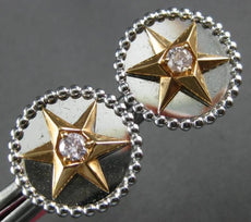 LARGE .22CT PINK DIAMOND 18K WHITE & ROSE GOLD SOLITAIRE CIRCULAR STUD EARRINGS