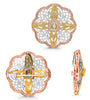 LARGE .70CT WHITE PINK & FANCY YELLOW DIAMOND 18KT TRI COLOR GOLD PENDANT BROOCH