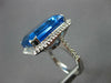 EXTRA LARGE 22.56CT DIAMOND & AAA BLUE TOPAZ 18KT WHITE GOLD 3D EMERALD CUT RING