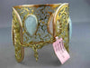 LARGE 22.66CT DIAMOND AAA AQUAMARINE & PINK QUARTZ 14K 2 TONE GOLD 3D BRACELET