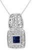 .38CT DIAMOND & AAA SAPPHIRE 14KT WHITE GOLD PRINCESS & ROUND INVISIBLE PENDANT