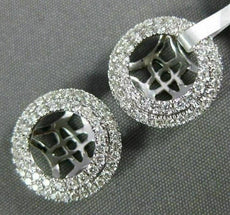 ESTATE LARGE .55CT DIAMOND 18K WHITE GOLD 3D CLASSIC DOUBLE HALO JACKET EARRINGS