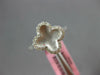 ESTATE .20CT DIAMOND 14K WHITE GOLD 4 LEAF CLOVER FLOWER MATTE & SHINY LOVE RING