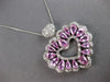 LARGE 7.5CT DIAMOND & AAA PINK SAPPHIRE 14KT WHITE GOLD 3D DOUBLE HEART PENDANT