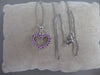 ESTATE PINK SAPPHIRE 14KT WHITE GOLD OPEN HEART PENDANT + CHAIN