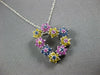ESTATE 1.23CT AAA MULTI COLOR SAPPHIRE 14KT WHITE GOLD 3D HEART FLOATING PENDANT