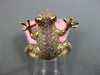 ESTATE 1.05CT PINK & BLACK DIAMOND 18KT ROSE GOLD 3D CLASSIC HAPPY FROG FUN RING
