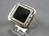 ESTATE .17CT DIAMOND & AAA ONYX 14KT WHITE GOLD 3D CLASSIC SQUARE HALO MENS RING