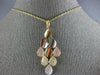 ESTATE LARGE 1.07CT DIAMOND 18KT WHITE YELLOW & ROSE GOLD TEAR DROP LEAF PENDANT