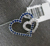 .60CT DIAMOND & AAA SAPPHIRE 14KT WHITE GOLD DOUBLE HEART LOVE FLOATING PENDANT