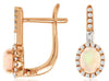.60CT DIAMOND & AAA OPAL 14KT ROSE GOLD OVAL ROUND & BAGUETTE HANGING EARRINGS