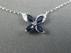 ESTATE .42CT DIAMOND & AAA SAPPHIRE 14KT WHITE GOLD 3D BUTTERFLY LOVE NECKLACE