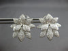 ESTATE LARGE 1.77CT DIAMOND 18KT WHITE GOLD 3D FLOWER CLIP ON HANGING EARRINGS