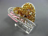 EXTRA LARGE 3.90CT WHITE & FANCY YELLOW DIAMOND 18K 2 TONE GOLD HEART LOVE RING