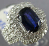 ESTATE LARGE 4.03CT DIAMOND & AAA SAPPHIRE 18KT WHITE GOLD 3D ENGAGEMENT RING