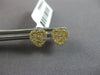ESTATE .16CT DIAMOND 14KT YELLOW GOLD 3D PAVE HEART SHAPE CLASSIC STUD EARRINGS