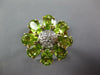 ESTATE WIDE 3.90CT DIAMOND & AAA PERIDOT 14KT TWO TONE GOLD 3D FLOWER FUN RING