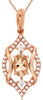 0.52CT DIAMOND & AAA MORGANITE 14KT ROSE GOLD OVAL & ROUND TEAR DROP FUN PENDANT
