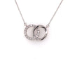 ESTATE .18CT DIAMOND 18KT WHITE GOLD 3D CLASSIC ROUND LOVE KNOT FUN NECKLACE